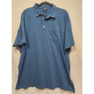 Patagonia 100% Organic Cotton Blue Striped Polo Shirt Size‎ 2XL Pocket
